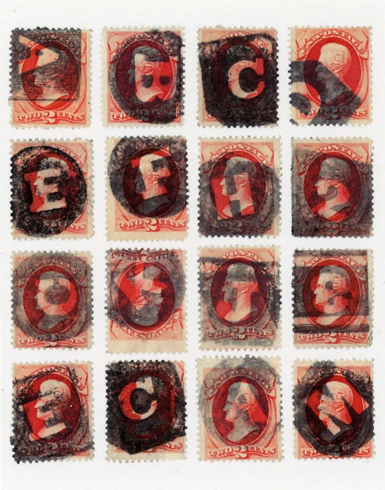 Richard Benson Sixteen Stamps With Fancy Letter Cancels 2013 Jackson Fine Art