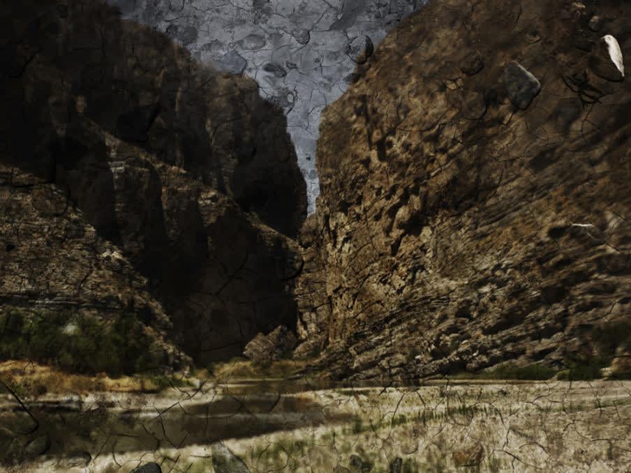 Tent-Camera Image on Ground Rio Grande and Santa Elena Canyon, Big Bend National Park, Texas