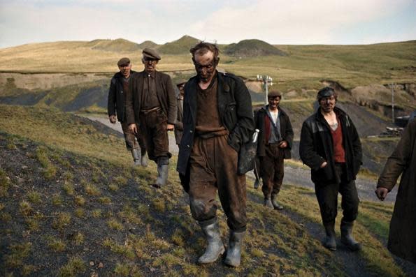 Wales (miners on hillside)