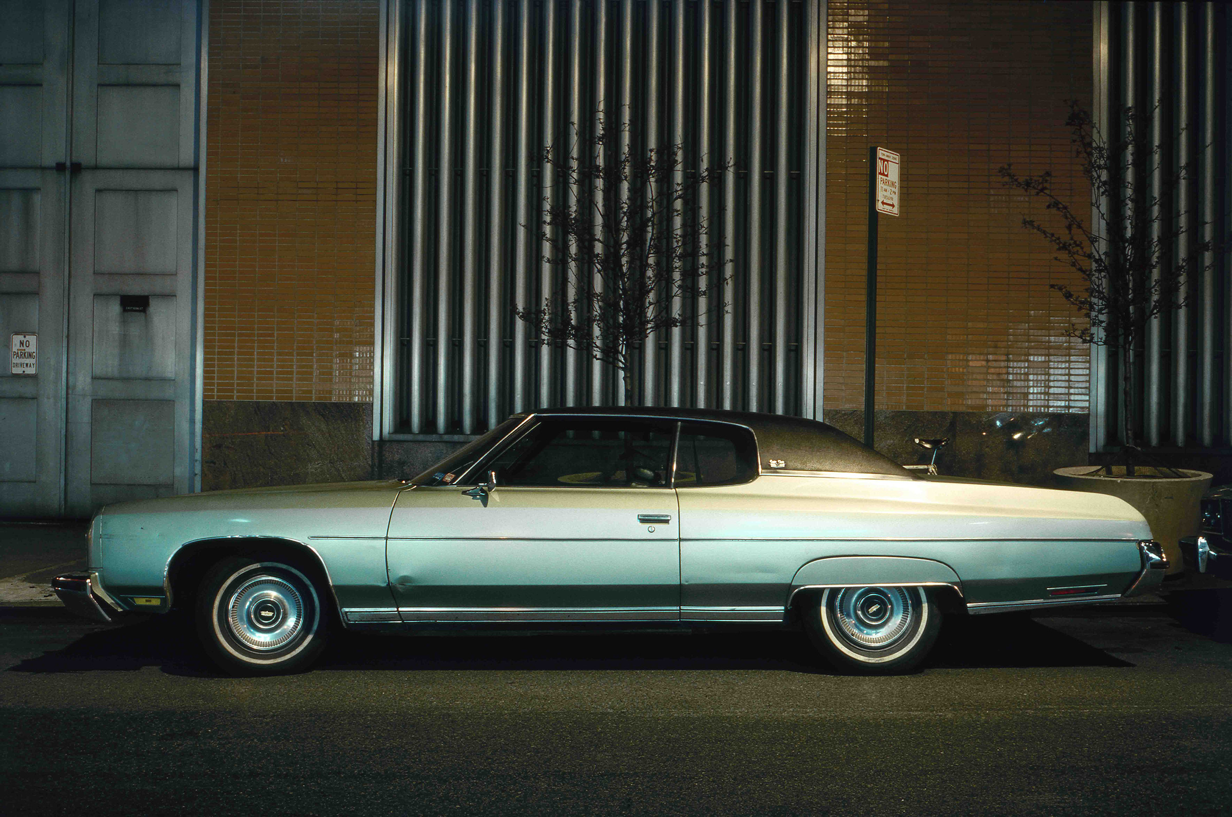 Silver Fish, Chevrolet Impala Custom Coupe in front of Con Edison Substation