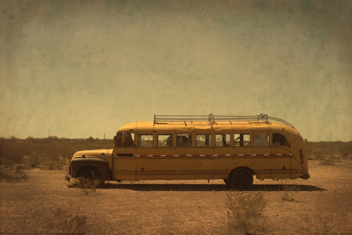 Adandoned School Bus near Pecos, Texas