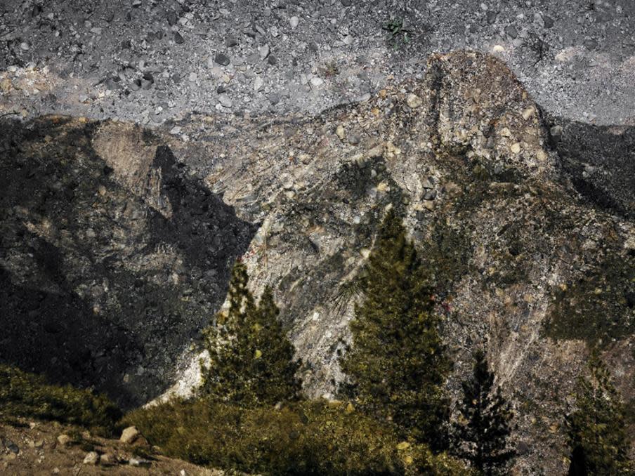 Tent-Camera Image On Ground View of Half Dome From Glacier Point. Yosemite National Park