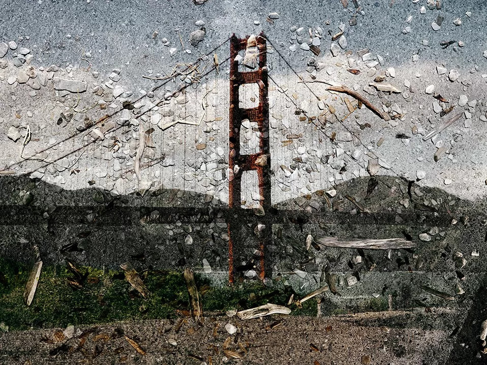 Tent Camera Image on Ground- View of the Golden Gate Bridge From Battery East