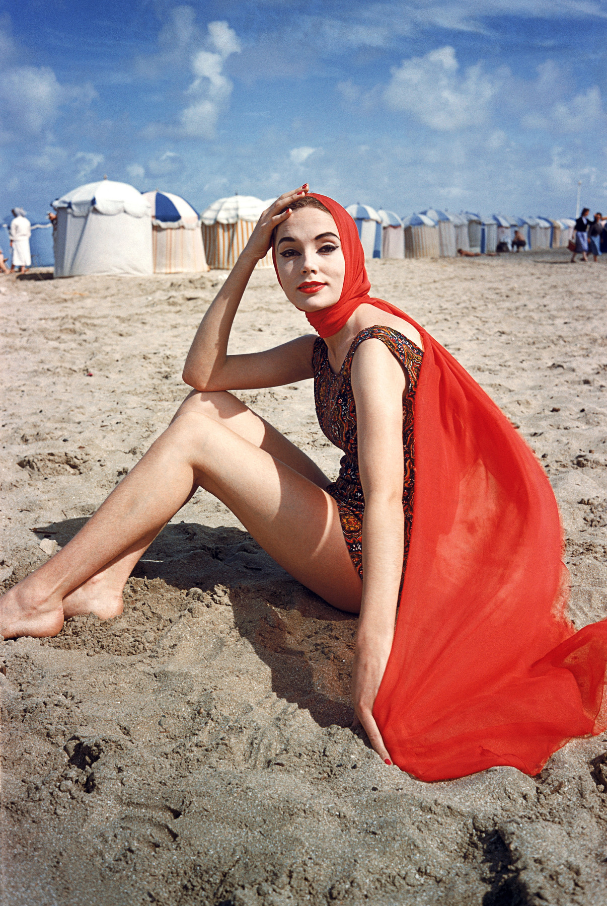 Orange Scarf on Beach at Trouville