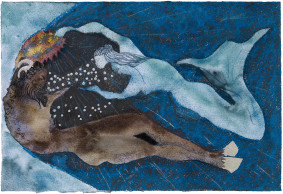 Chris Ofili, Crowning of a Satyr (Blue), 2021
