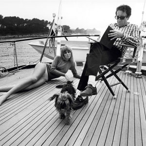 Terry O'Neill, Peter Sellers & Britt Ekland aboard his yacht, 1967
