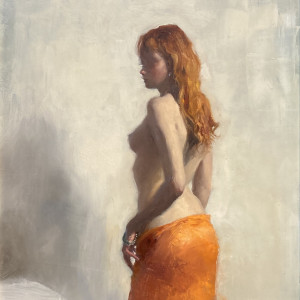 Michael Alford, Standing Nude with Tangerine Silk