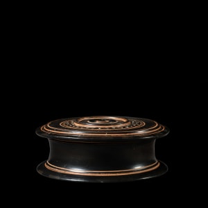 Greek black-glaze pyxis, South Italy, Campania, Teano Ware, c.330-300 BC
