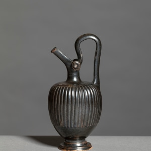 Greek black-glaze ribbed prochous, Athens, c.4th century BC