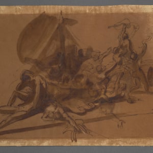 Théodore Géricault, 36. Study for the Raft of the Medusa (recto) & Study of a man lying down, left arm...