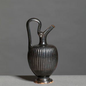 Greek black-glaze ribbed prochous, Athens, c.4th century BC
