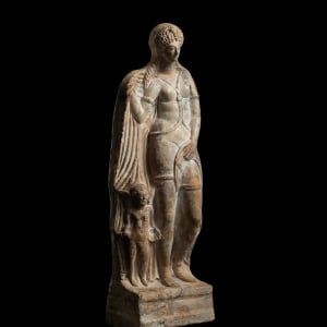 Greek statuette of Aphrodite and Eros, Hellenistic, c.1st century AD