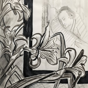Françoise Gilot, Still life with lilies and an Ukiyo-e print (A View), 1941