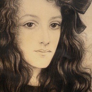 Walter Sauer, Portrait of a young woman with a ribbon in her hair, 1921
