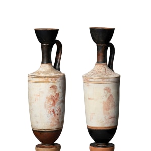 Two Greek white-ground lekythoi, Athens, c.450-430 BC, attributed to the Carlsberg Painter