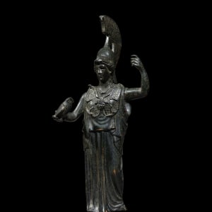 Roman statuette of Minerva with her owl, c.1st century AD