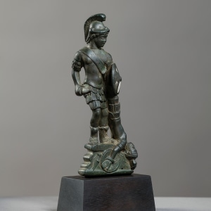 Roman sculptural dagger hilt showing Mars Ultor, Gaul, c.1st-2nd century AD