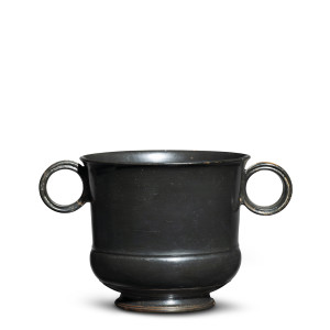 Greek black-glaze two-handled mug, Athens, c.450-400 BC