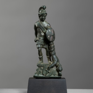 Roman sculptural dagger hilt showing Mars Ultor, Gaul, c.1st-2nd century AD