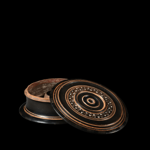 Greek black-glaze pyxis, South Italy, Campania, Teano Ware, c.330-300 BC