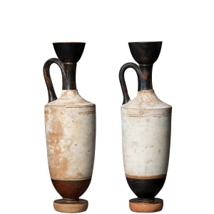 Two Greek white-ground lekythoi, Athens, c.450-430 BC, attributed to the Carlsberg Painter