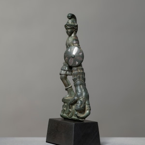 Roman sculptural dagger hilt showing Mars Ultor, Gaul, c.1st-2nd century AD