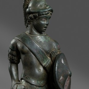 Roman sculptural dagger hilt showing Mars Ultor, Gaul, c.1st-2nd century AD