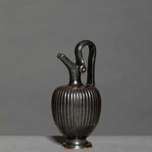 Greek black-glaze ribbed prochous, Athens, c.4th century BC