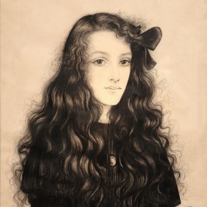 Walter Sauer, Portrait of a young woman with a ribbon in her hair, 1921