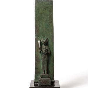 Egyptian obelisk with Bastet, Late Dynastic Period, 26th Dynasty, c.664-525 BC