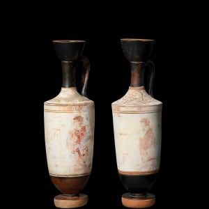 Two Greek white-ground lekythoi, Athens, c.450-430 BC, attributed to the Carlsberg Painter