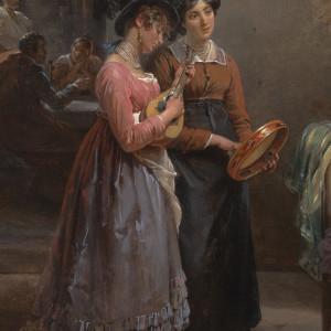 A Scene in an Italian Country Inn, possibly a Self-Portrait of the Artist with her Husband on their Wedding Trip
