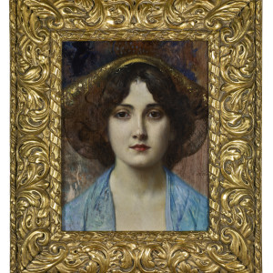 PORTRAIT OF YOUNG LADY WITH BLUE BLOUSE