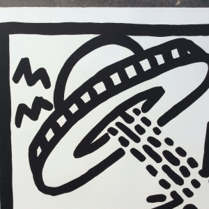 Keith Haring, Untitled (Flying Saucers with Dogs) *SOLD*, 1982