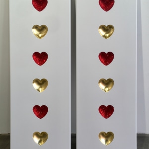 RYCA (Ryan Callanan), Heart diptych in Red and Gold (unique), 2023