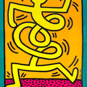 Keith haring, Montreaux Jazz (green) original poster (FRAMED, 1983