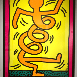 Keith haring, Montreaux Jazz (pink) original poster (FRAMED), 1983