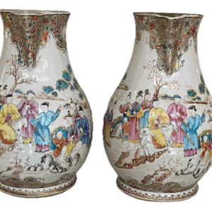 A PAIR OF LARGE FAMILLE ROSE CIDER JUGS, Qianlong (1736 1795)