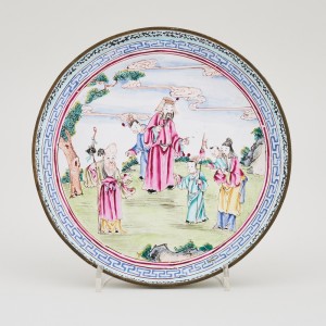 A CHINESE FAMILLE ROSE QIANLONG CANTON ENAMEL DISH, Qianlong (1736-1795)