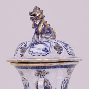 A PAIR OF CHINESE BLUE AND WHITE VASES AND COVERS, Qianlong (1736-1795)