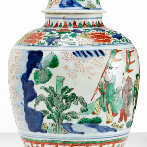 A CHINESE WUCAI JAR AND COVER, Transitional (1644-1661)