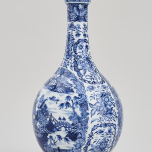 A CHINESE BLUE AND WHITE BOTTLE VASE, Qianlong (1736-1795)