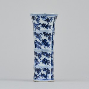 A RARE MINIATURE CHINESE BLUE AND WHITE ‘BAMBOO’ VASE, Kangxi (1662 - 1722)
