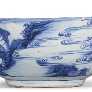 A RARE AND FINE CHINESE MING BLUE AND WHITE KRAAK BOWL, First half of the 17th century, Chonzheng (1628-1643)