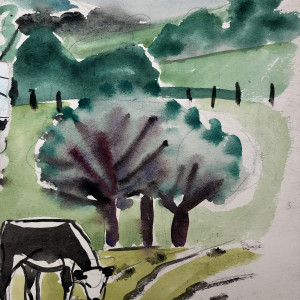 Carlos Carnero, Paysage avec vache, c. 1948