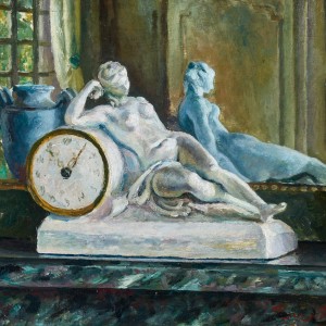 Man Ray, Maurice de Vlaminck with a Fang (Gabon) Figure, c. 1920