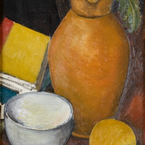 Man Ray, Maurice de Vlaminck with a Fang (Gabon) Figure, c. 1920