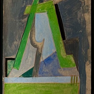Alfred Wolmark, Still Life with Vase of Flowers and an Apple, c. 1920