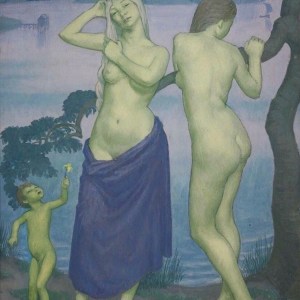 Man Ray, Maurice de Vlaminck with a Fang (Gabon) Figure, c. 1920