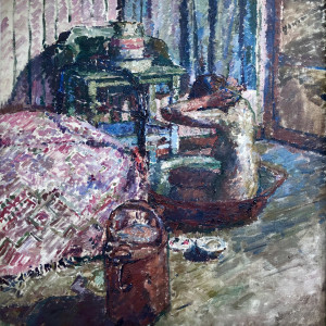 Maud Mathers , Interior with Nude Washing, 1914